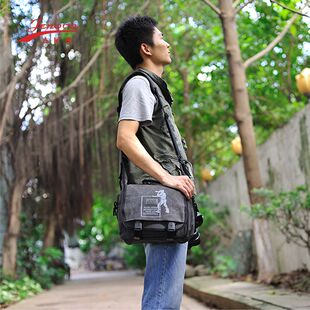 吉尼佛01307时尚帆布单肩摄影包适合佳能尼康D850索尼A7单反相机 微单包防水配置防雨罩单肩斜挎