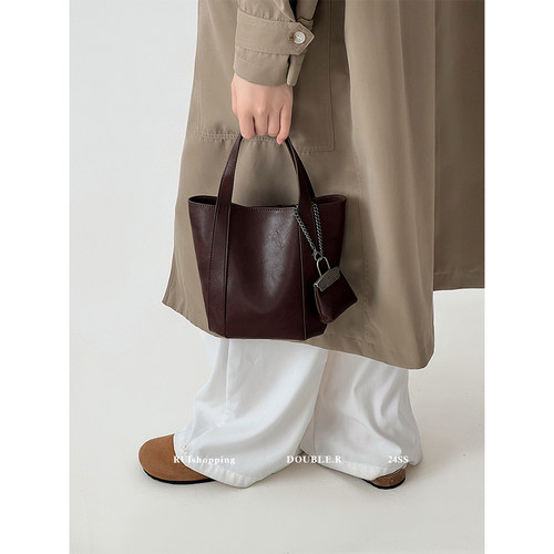 DOUBLE.R小瑞靓包软皮手提水桶包