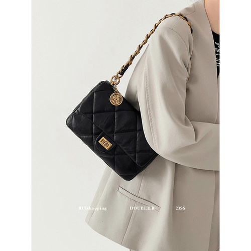 DOUBLE.R小瑞靓包菱格链条腋下包