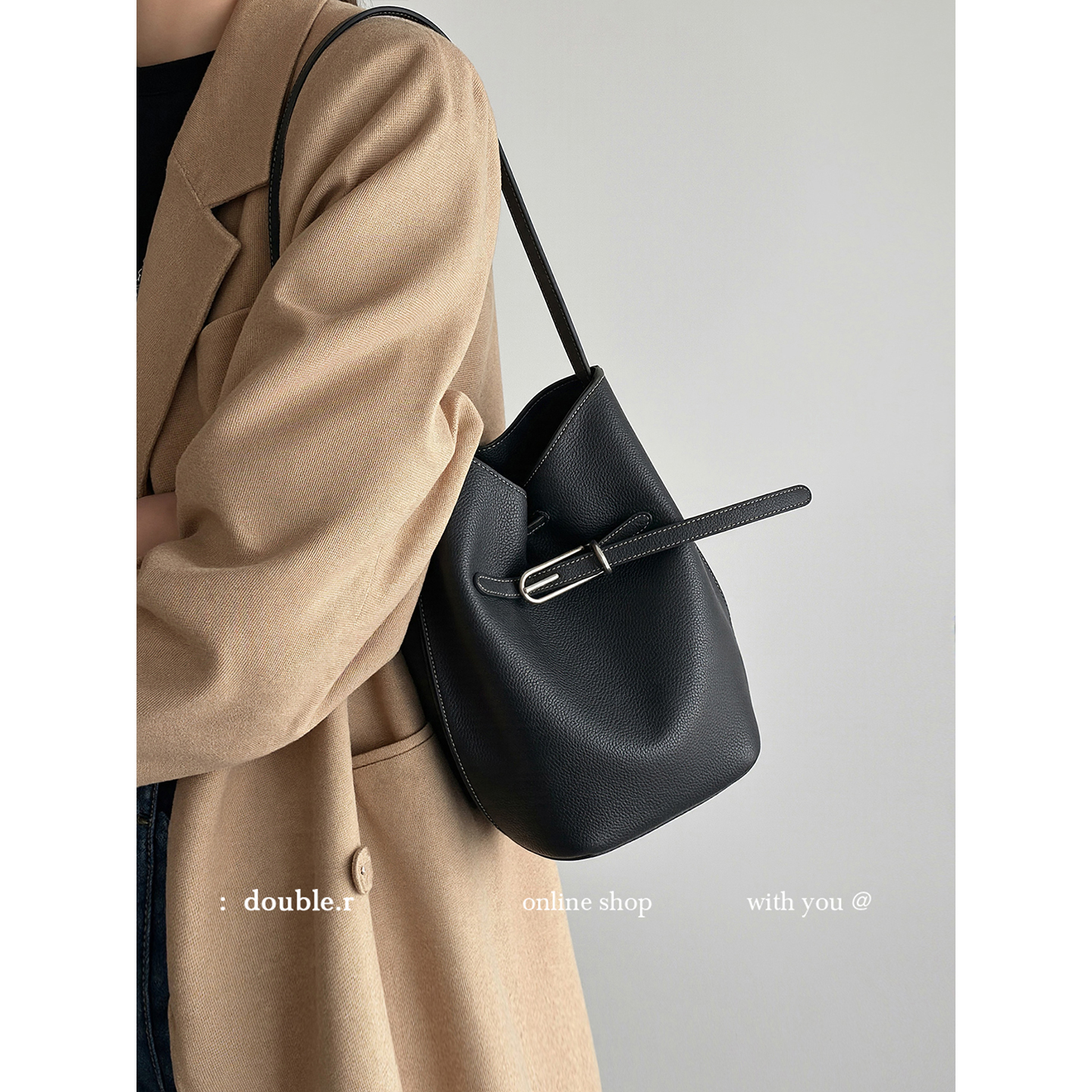 DOUBLE.R小瑞靓包荔枝纹腋下包女