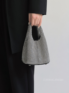 小瑞靓包 水钻菜篮子包 手工3988颗闪钻水桶包包女2025新款手提包