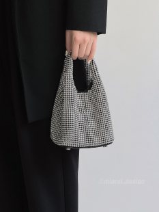 手提包 手工3988颗闪钻水桶包包女2025新款 小瑞靓包 水钻菜篮子包