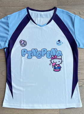 2025新款hellokitty乒乓球服女短袖上衣透气速干网球收腰训练服夏