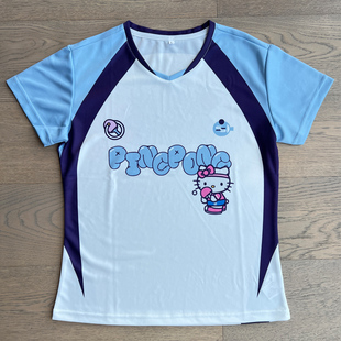 2025新款hellokitty乒乓球服女短袖上衣透气速干网球收腰训练服夏