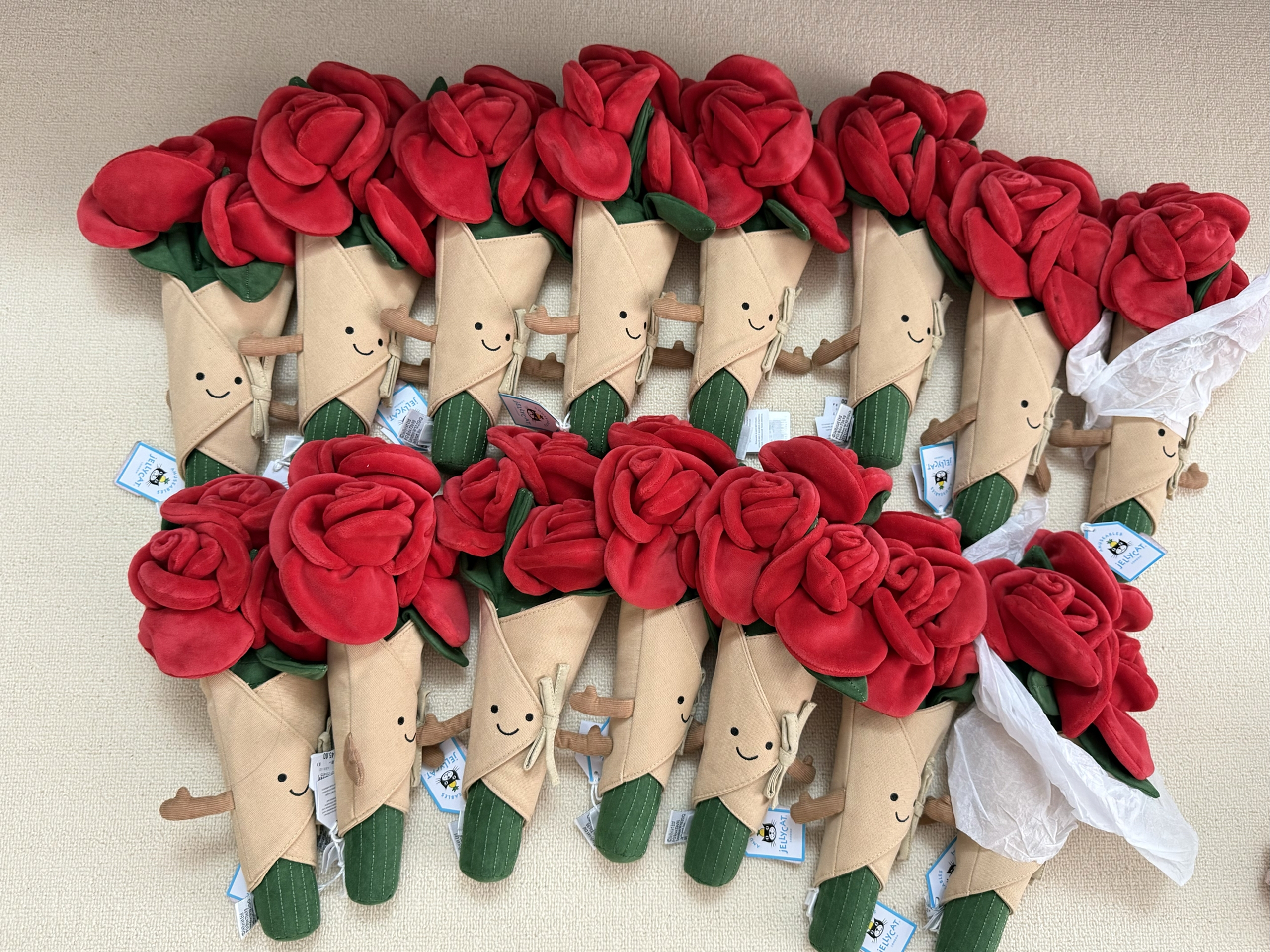 正品现货Jellycat手捧花玫瑰花情人节告白礼物玫瑰花束毛绒玩偶