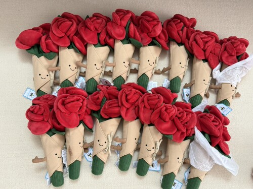 正品现货Jellycat手捧花玫瑰花情人节告白礼物玫瑰花束毛绒玩偶