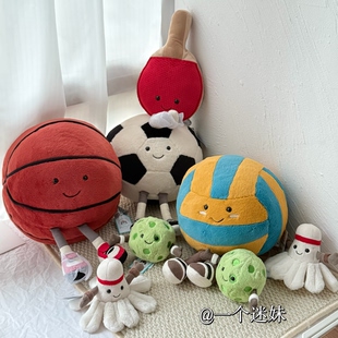 正品现货Jellycat 运动系列篮球足球羽毛球排球匹克球乒乓球玩偶