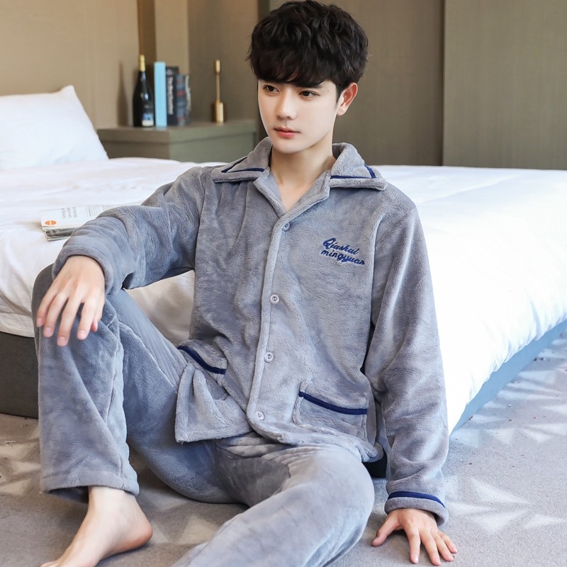 男法兰绒珊瑚绒家居服睡衣
