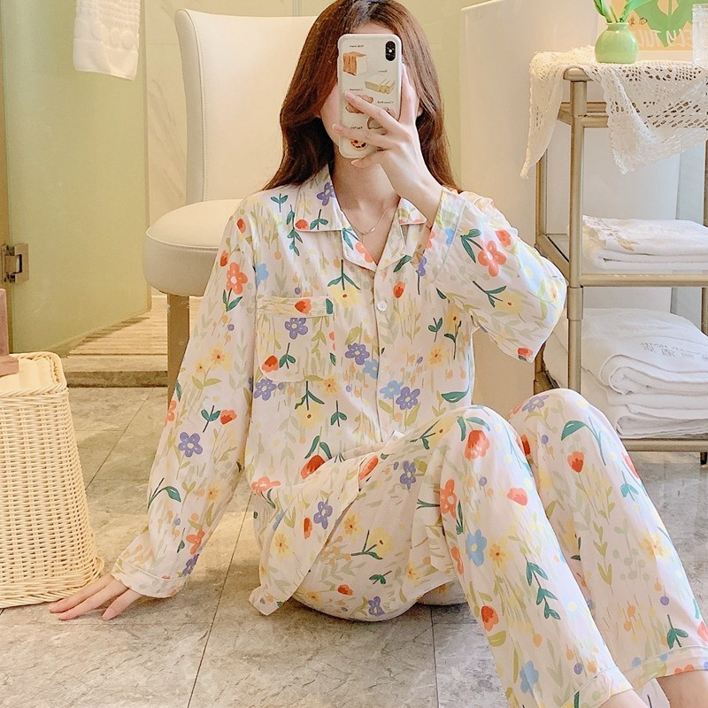 棉绸睡衣女春秋长袖夏薄款绵绸家居服人造棉中年套装大码爆款外穿