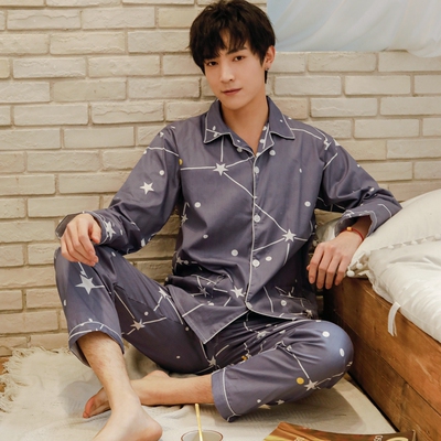 男士梭织两件全棉时尚春夏睡衣