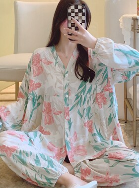 韩版棉绸套装大码人造棉家居服