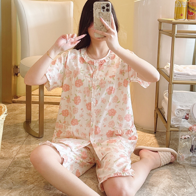 女纯棉中老年睡衣薄款