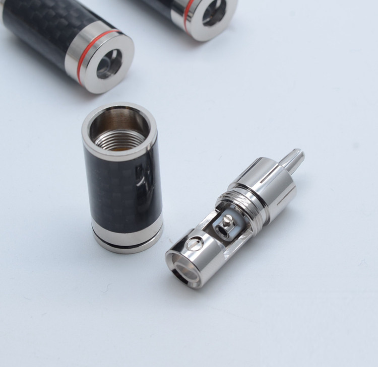 HY-audio HY-126(R)碳纤维RCA插头 镀铑正极免焊 RCA信号插头