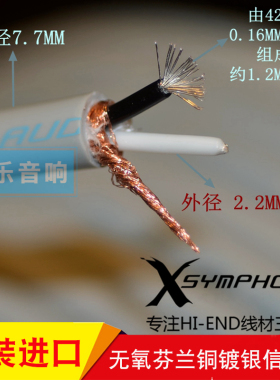法国 XSYMPHONY 交响乐 T-303 无氧芬兰铜镀银 发烧信号线散线