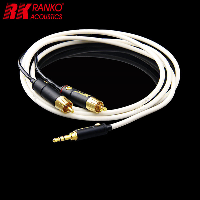 现货RANKO龙格RHJ-1100 6N单晶铜镀纯银线 3.5mm 转 2RCA 一分二
