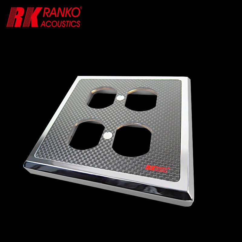 RANKO龙格 RWP-2040碳纤维插座面板4孔美式电源墙插座板超欧亚德
