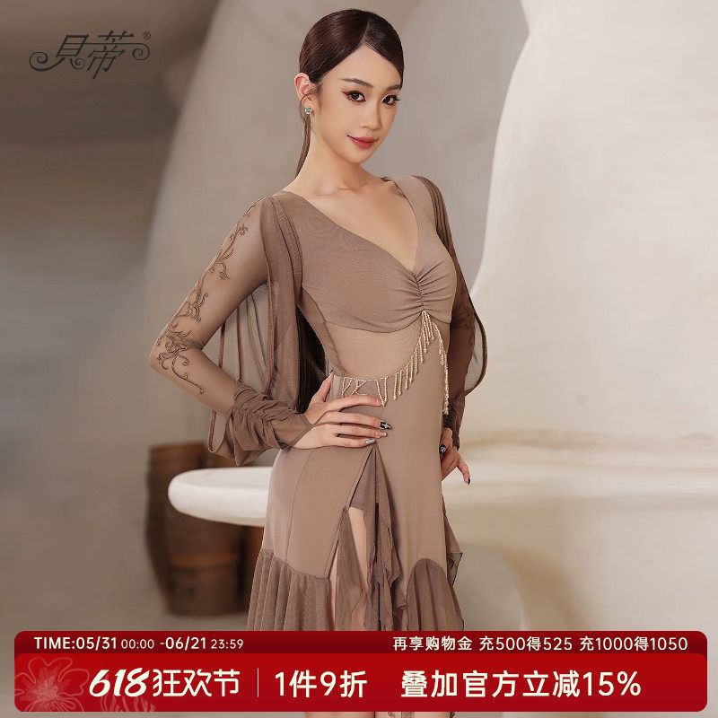 贝蒂2026新款拉丁舞服舞蹈服练功服女成人高级感服装刺绣连衣裙78