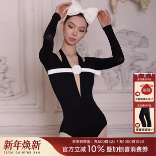 Danzbaby芭蕾体服女成人黑色挂脖体服芭蕾表演服空中瑜伽体服B269