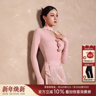 DANCEBABY拉丁舞连体上衣女春夏新款 饰练功服YD398 成人舞衣花朵装