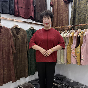 【推荐款】四十岁女人春夏新款半高领时尚七分袖t恤衫妈妈蝙蝠袖