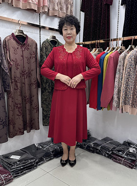 高档2024新款喜婆婆套裙秋冬小个子大码气质洋气妈妈两件套显瘦