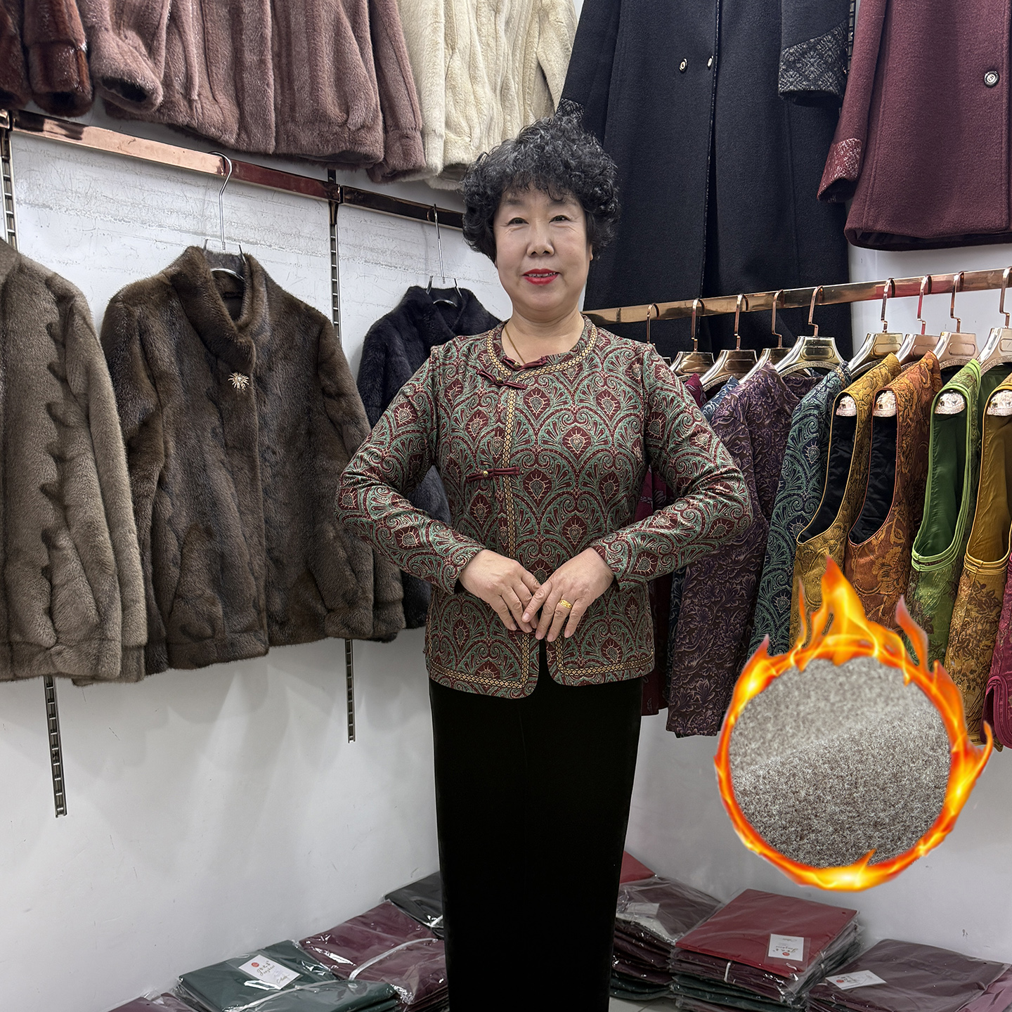 妈妈秋冬新款民族风一体绒保暖打底衫女短款改良旗袍德绒时尚上衣