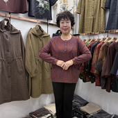 200斤小衫 女胖mm宽松奶奶舒服上衣 t恤衫 中老年春秋新款 圆领长袖