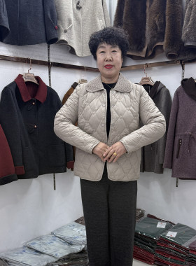 中老年冬装菱格棉服短外套小个子40-50岁妇女翻领纯色保暖小棉袄