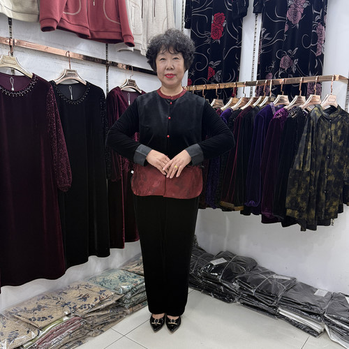 中老年秋季新款新中式拼色马甲外套女国风40-50岁妈妈套装+直筒裤