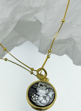 S925纯银贝雕Cameo灵狐吊坠吊坠