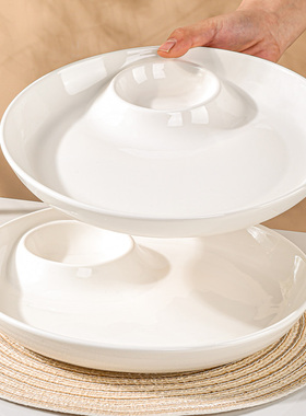 陶瓷纯白分格盘凉菜盘卤肉盘梅花盘五格盘子母盘耐高温可微波餐盘