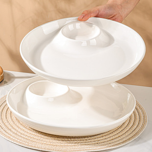 陶瓷纯白分格盘凉菜盘卤肉盘梅花盘五格盘子母盘耐高温可微波餐盘