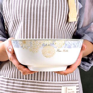 玉珑1992陶瓷碗家用吃饭新款 轻奢金边精致高档7英寸中号面碗汤碗