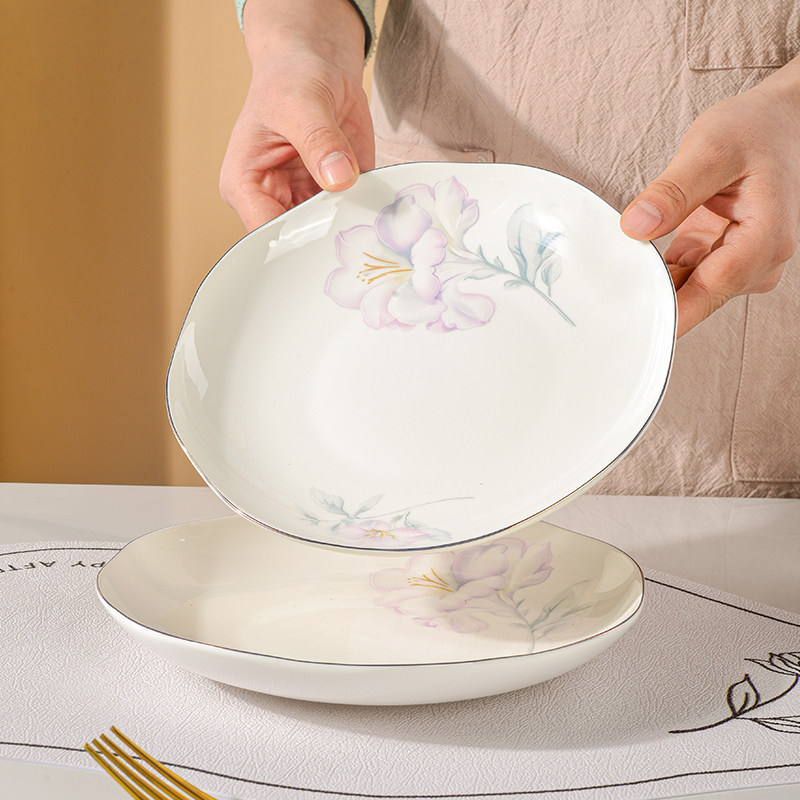 陶瓷精美餐盘饭盘沙拉盘水果盘点心盘甜品盘鱼盘耐高温可微波中式