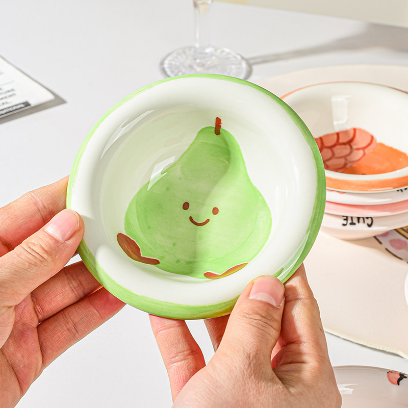可爱卡通梨子陶瓷碟创意手绘绿色小菜碟家用餐具萌绘家用饺子碟,餐饮具,碟,淘宝优惠券,粉丝福利购,淘宝优惠卷
