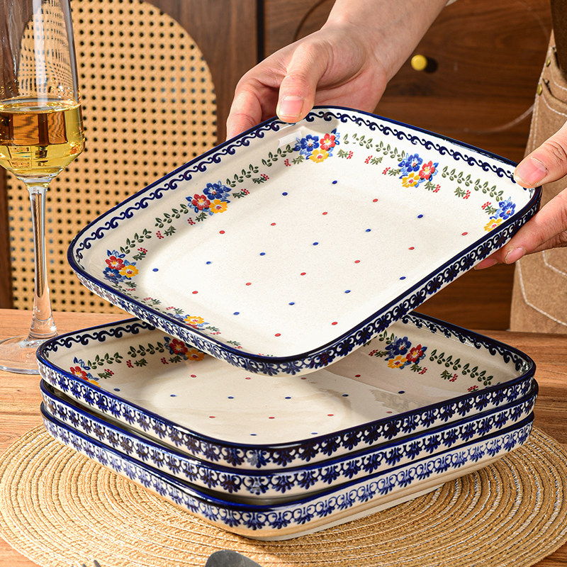 小碎花图案家用陶瓷四方盘沙拉盘菜盘凉菜盘异形盘独特设计餐具盘,餐饮具,碗,淘宝优惠券,粉丝福利购,淘宝优惠卷