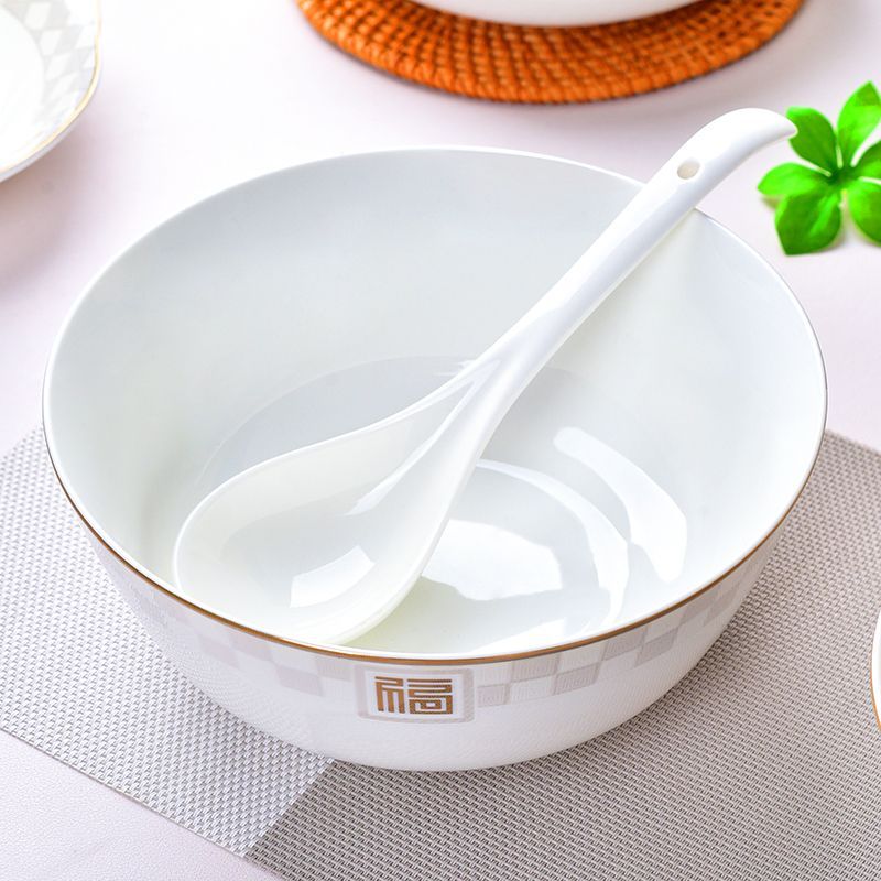 玉珑金福系列陶瓷餐具家用5.5英寸大号米饭碗菜碗汤碗微波炉适用