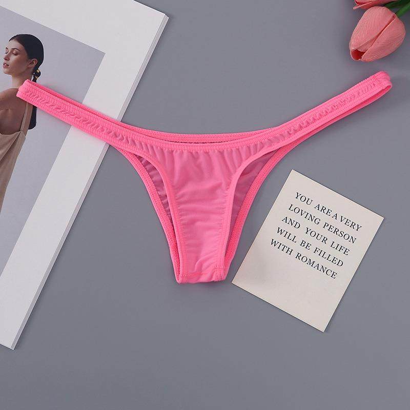 细带半包臀丁字裤女低腰无痕薄款透气冰丝内裤性感瑜伽小三角裤