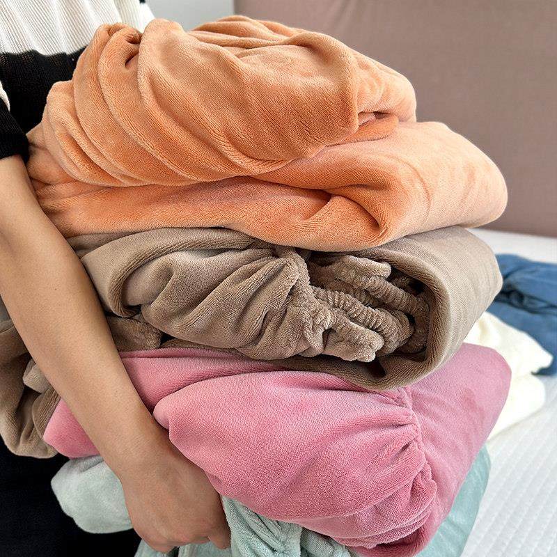 可定制A类加绒加厚牛奶绒床笠单件冬季保暖法兰珊瑚绒床罩三件套