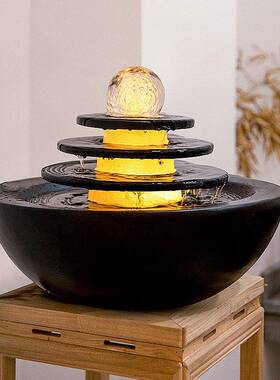 转运球客厅中式轻奢流水摆件循环家用现代生财景观落地喷泉大假山