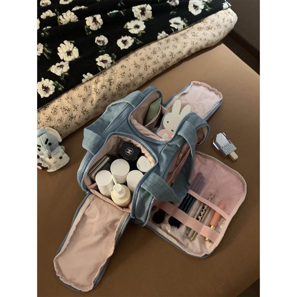 牛仔彩色化妆包大容量女士化妆刷化妆包便携式旅行隔断化妆包杂项