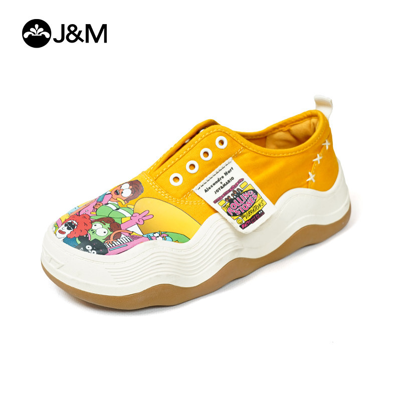 jm快乐玛丽乐福鞋女新款厚底涂鸦休闲懒人一脚蹬小众休闲鞋87512W