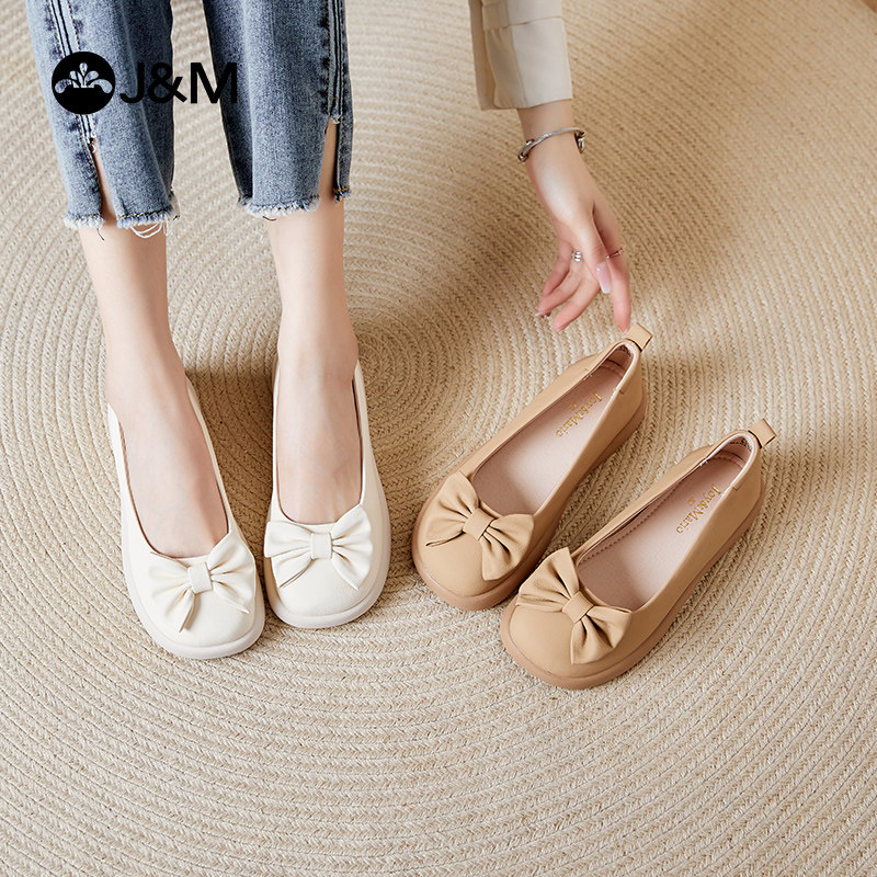 快乐玛丽单鞋女夏小香风护士鞋软底英伦风一脚蹬平底浅口小皮鞋女