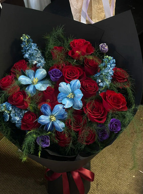 生日鲜花19朵红玫瑰郁金香混搭花束送鲜花速递同城配送重庆花店