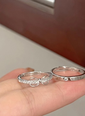 迪士尼公主情侣对戒s925纯银情侣一对女生戒指男生简约情人节礼物