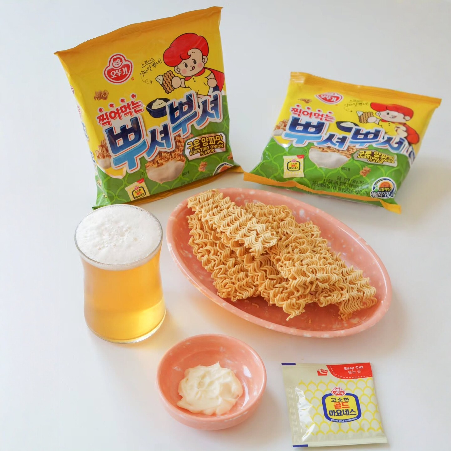 韩国进口不倒翁烧烤炸鸡黄油鱿鱼味干脆面儿童零食解馋追剧零嘴
