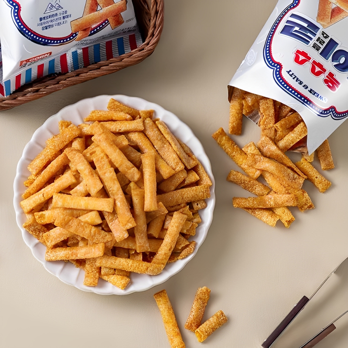 韩国进口零食莉迩香辣鸡肉咖喱海苔芥末味玉米脆条非油炸饱腹代餐