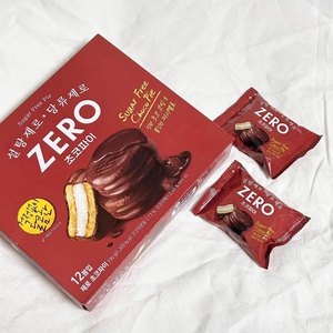 韩国进口零食乐天lotte无砂糖zero奶油夹心巧克力派蛋糕下午茶