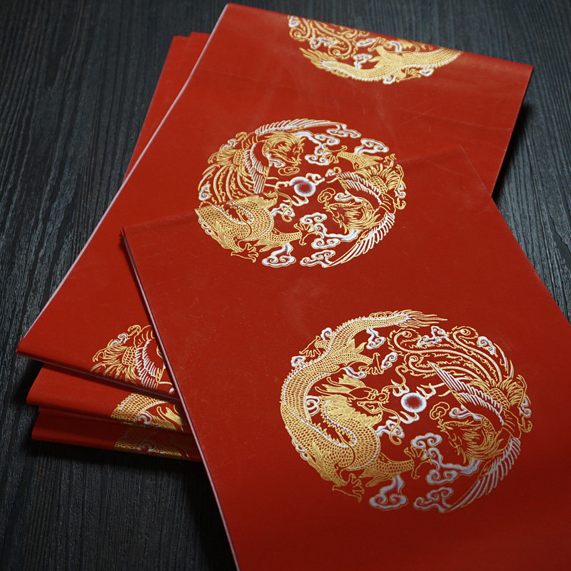 四尺三对开蜡染半生熟万年红龙凤宣纸手写春联毛笔书法创作对联