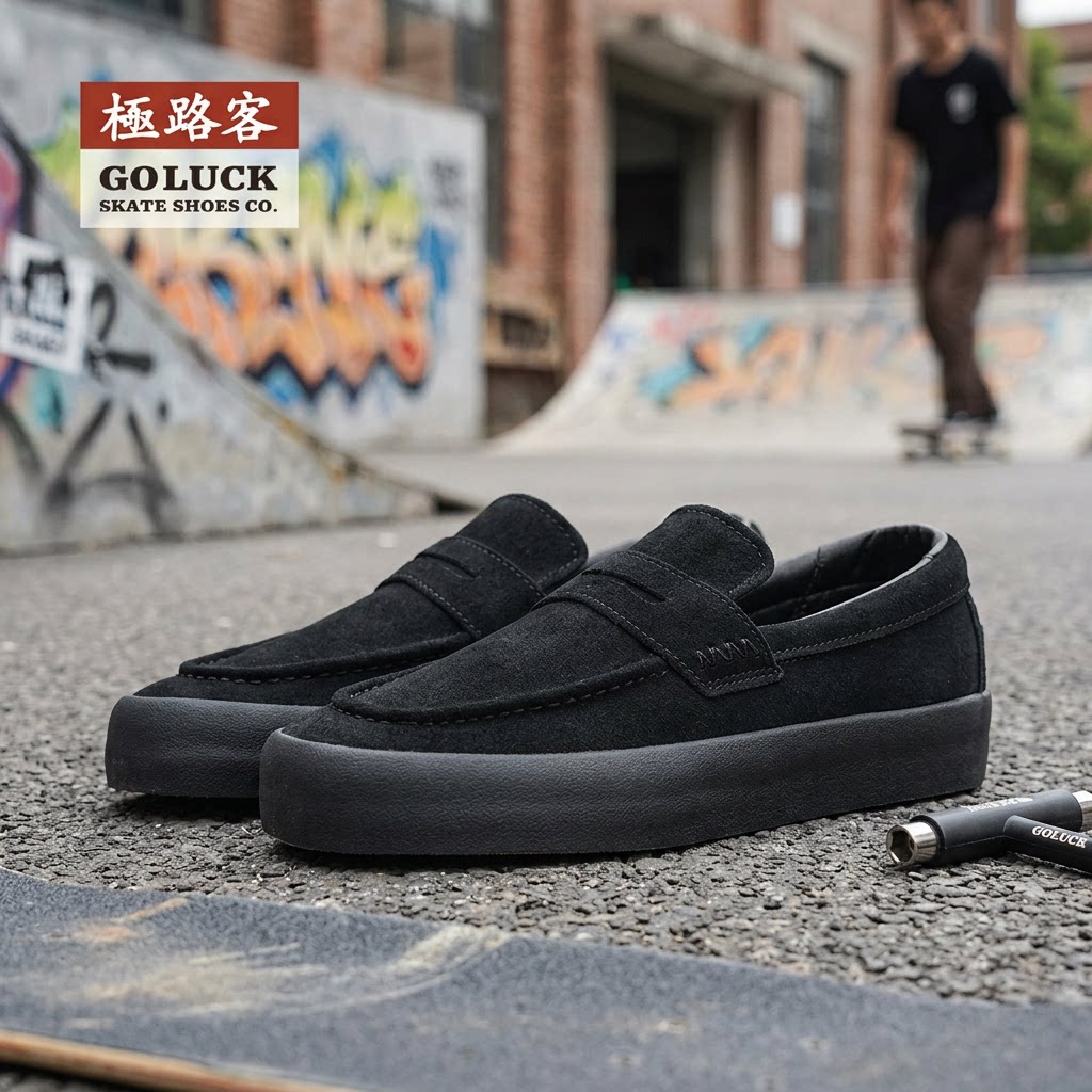 极路客2026新款skate loafer一脚蹬懒人硫化男女款复古滑板乐福鞋图片